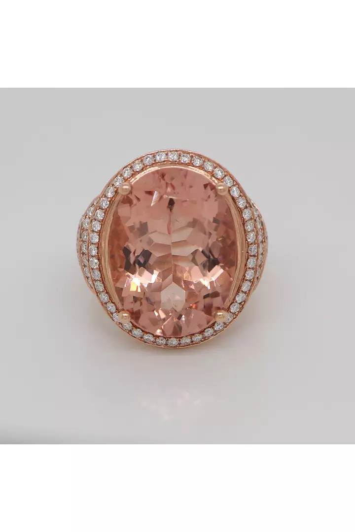 Pink Morganite and Diamonds Cocktail Ring