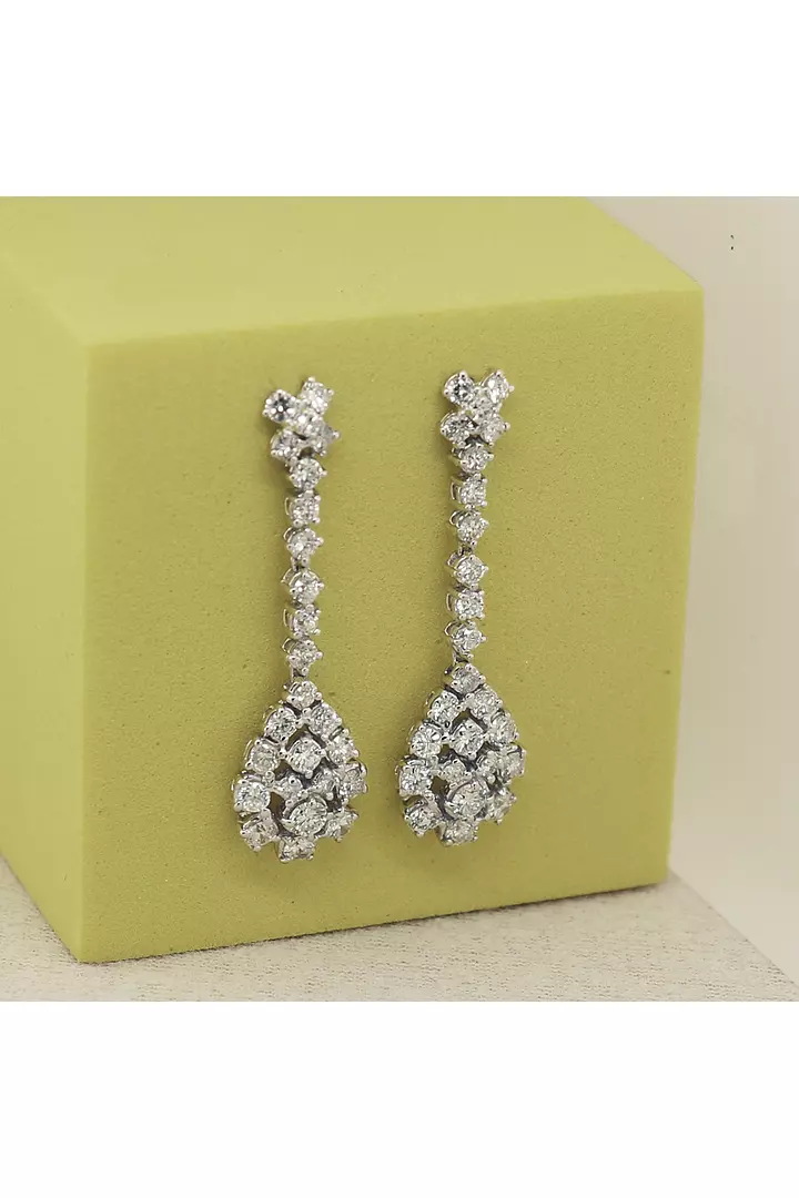 Cluster Diamond Teardrop Earrings