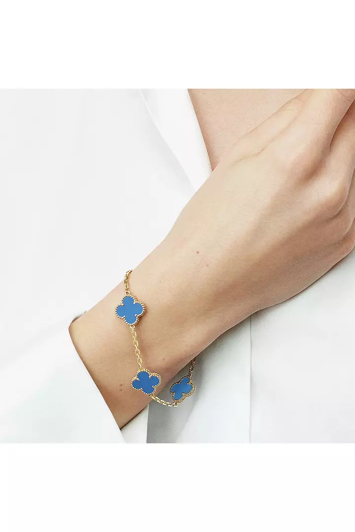 Van Cleef & Arpel Blue Agate Alhambra Bracelet