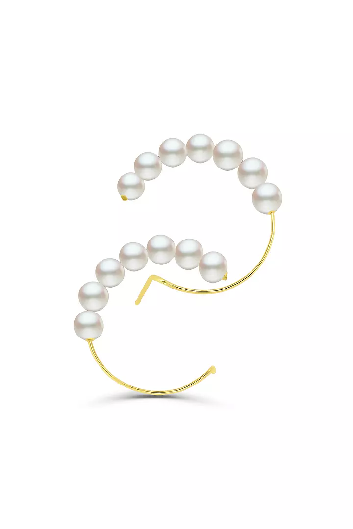 Yellow Gold and Pearls Hoop Earrings