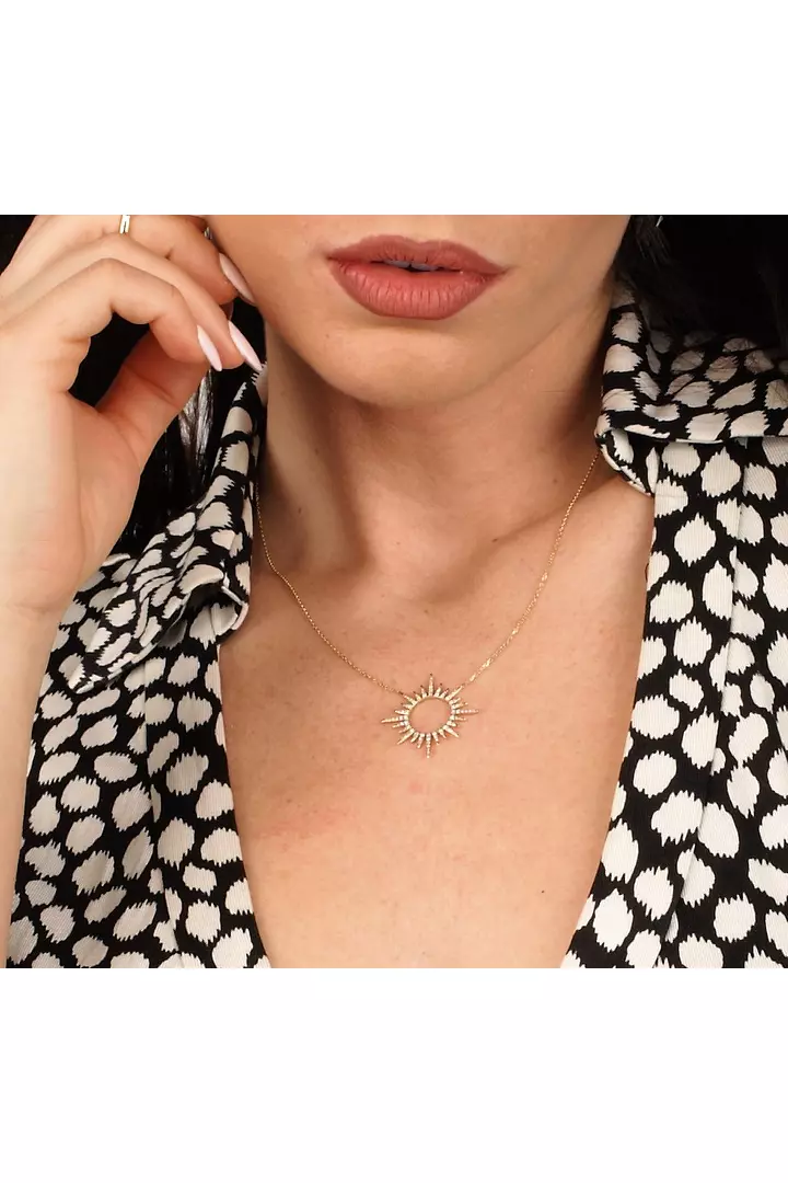Sunburst Circle Diamond Necklace