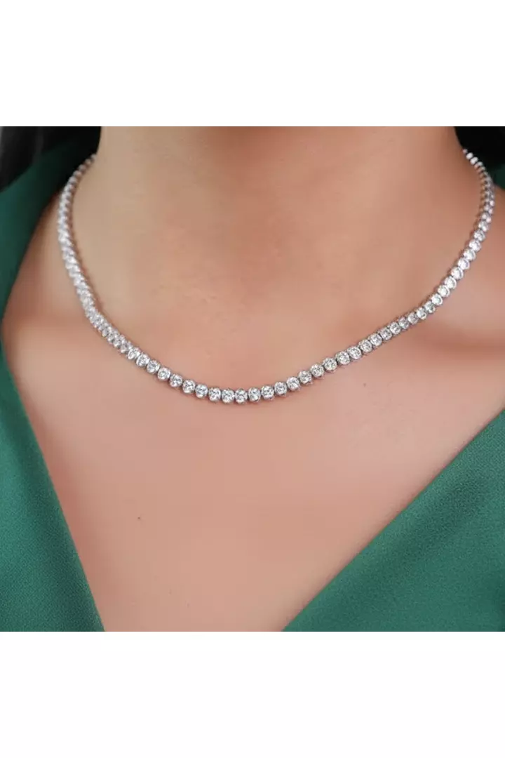 Portofino Oval Shaped Bezel Set Eco Diamonds Tennis Necklace 15 Carats