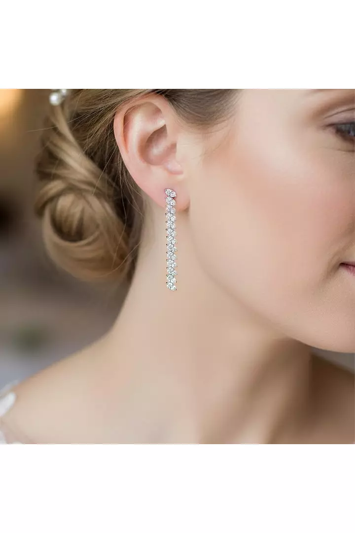 Marquise Eco Diamond Linear Drop Earrings
