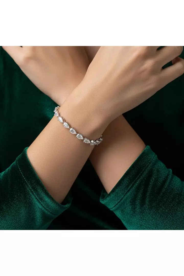 East West Pear Shaped Eco Diamonds Tennis Bracelet