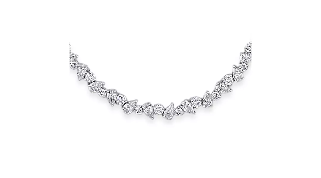 Pear and Round Clusters Eco Diamonds Fancy Tennis Necklace