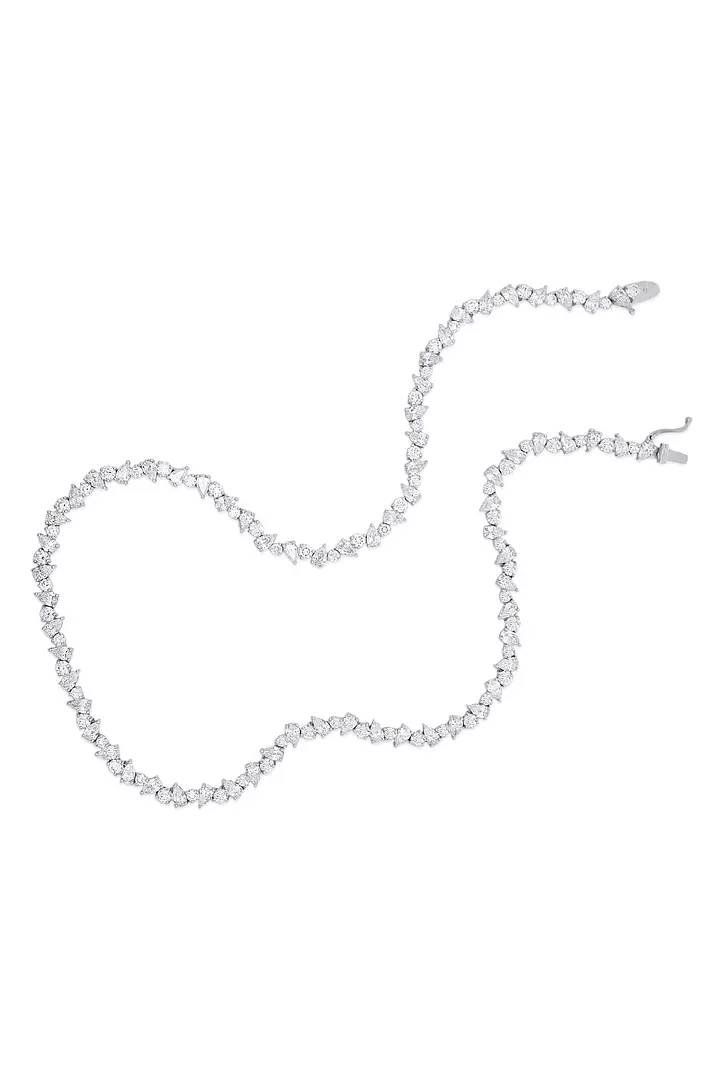 Pear and Round Clusters Eco Diamonds Fancy Tennis Necklace