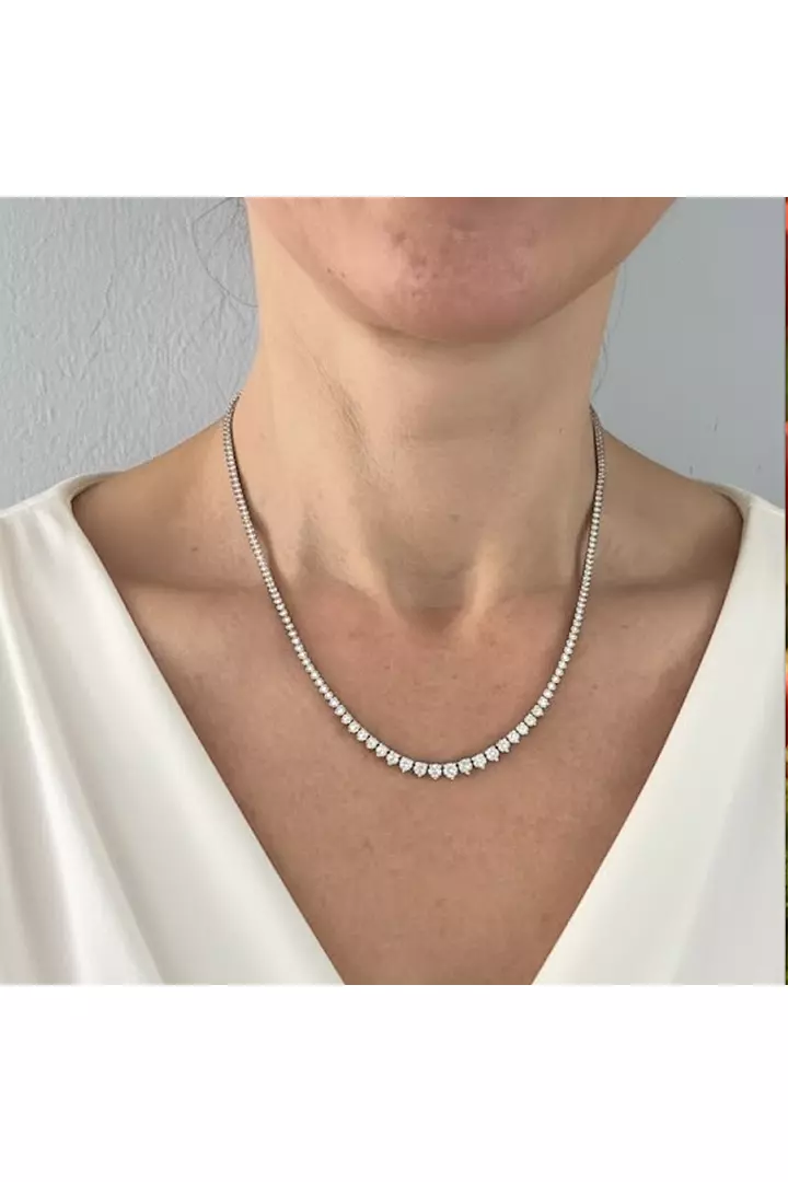 10 carats Riviera Eco Diamonds  Tennis Necklace 3 Prongs