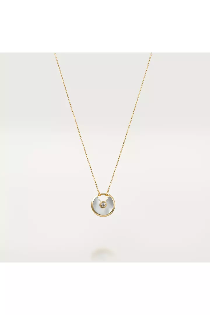 White Mother of Pearl and Diamond Cartier Amulette Necklace