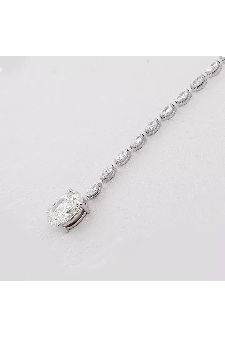 Marquise and Oval Eco Diamonds Lariat Drop Necklace