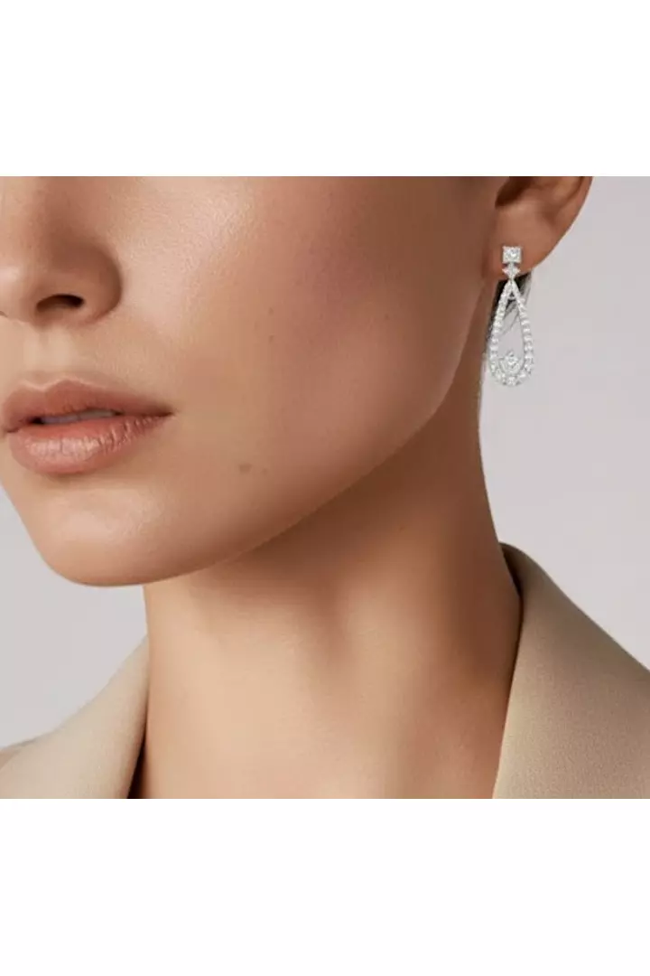Teardrop Shaped Pave Eco Diamonds Drop Earrings