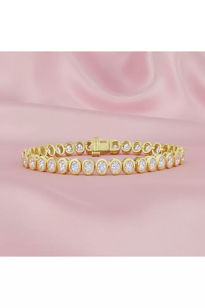 Oval Shaped Bezel Set Eco Diamonds Tennis Bracelet