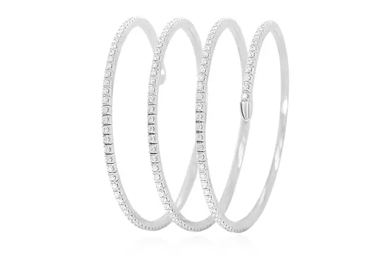 Triple Wrap Coil Flexible Eco Diamonds Tennis Bracelet