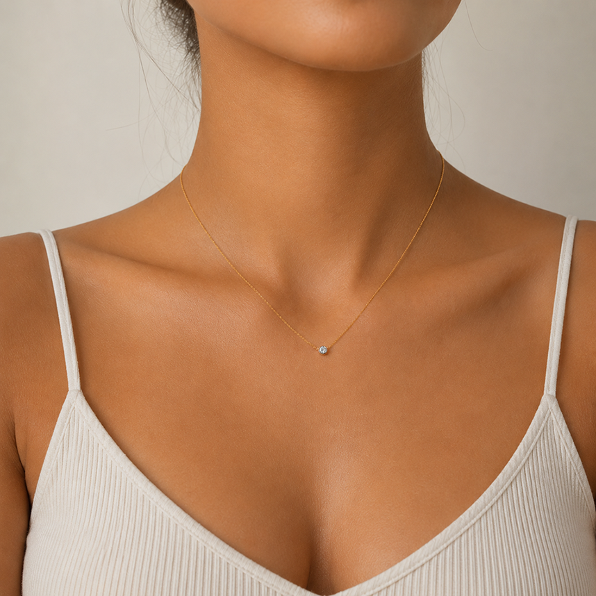Bezel Set Petite Diamond Pendant