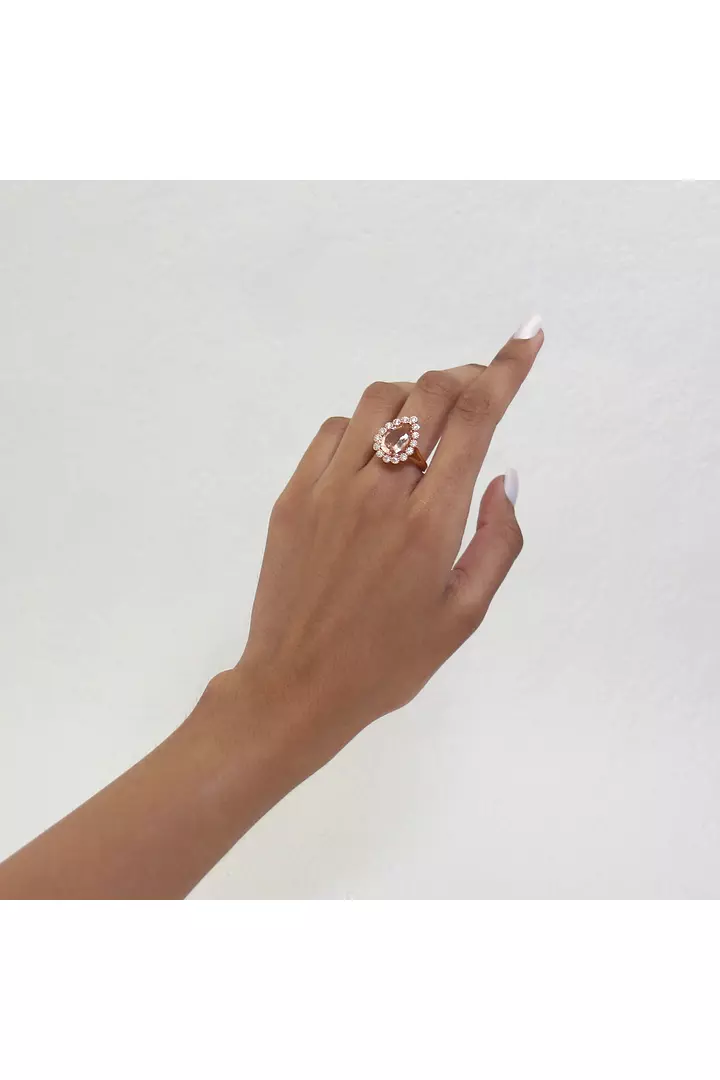 Pear Shaped Morganite and Bezel Diamonds Cocktail Ring