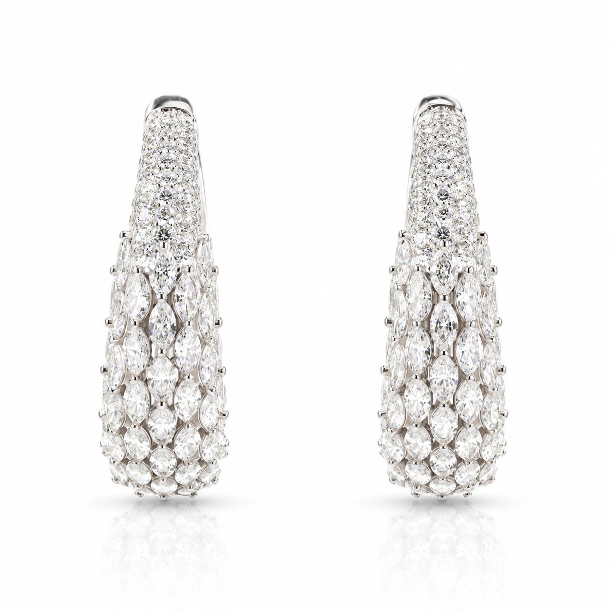 Diamond Marquise Statement Hoop Earrings