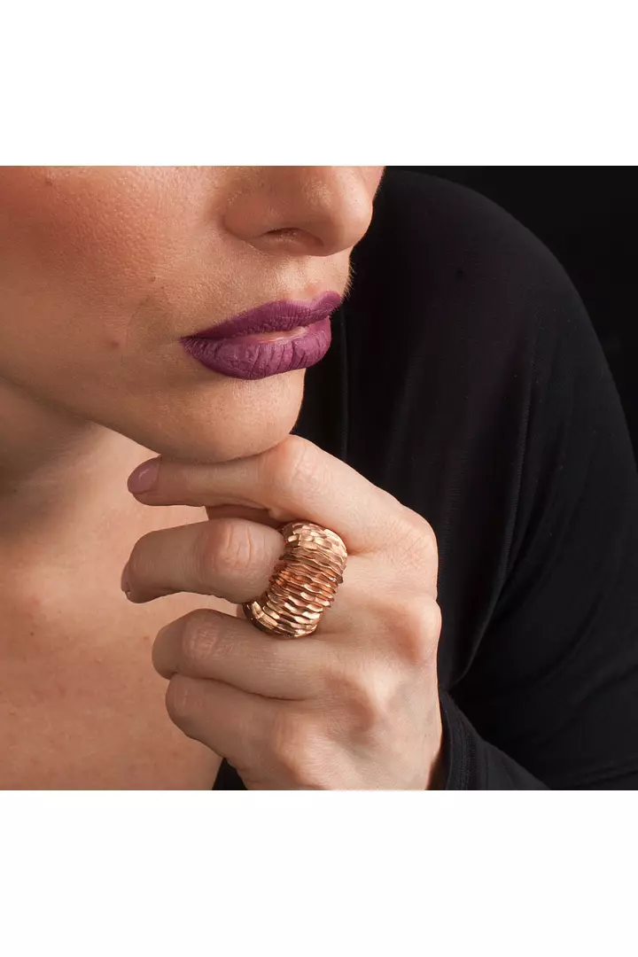 Satin Rouge Italian Silver with Rose Gold Cocktail Ring