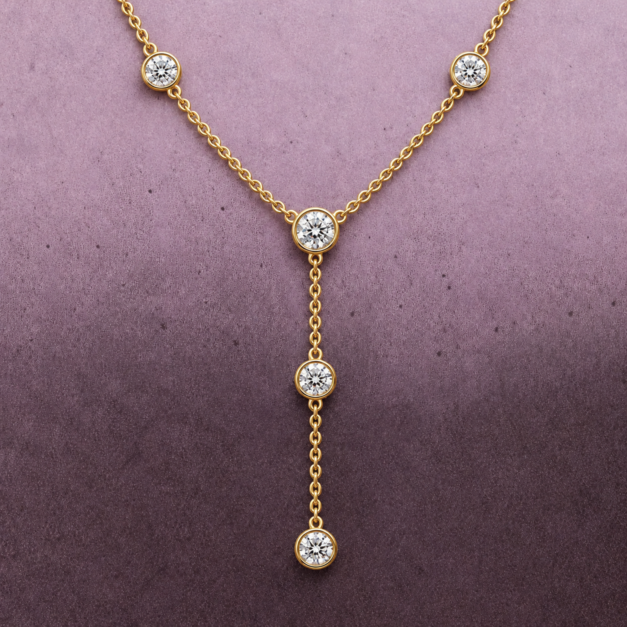 Aston Gold Diamond Station Y-Lariat Necklace