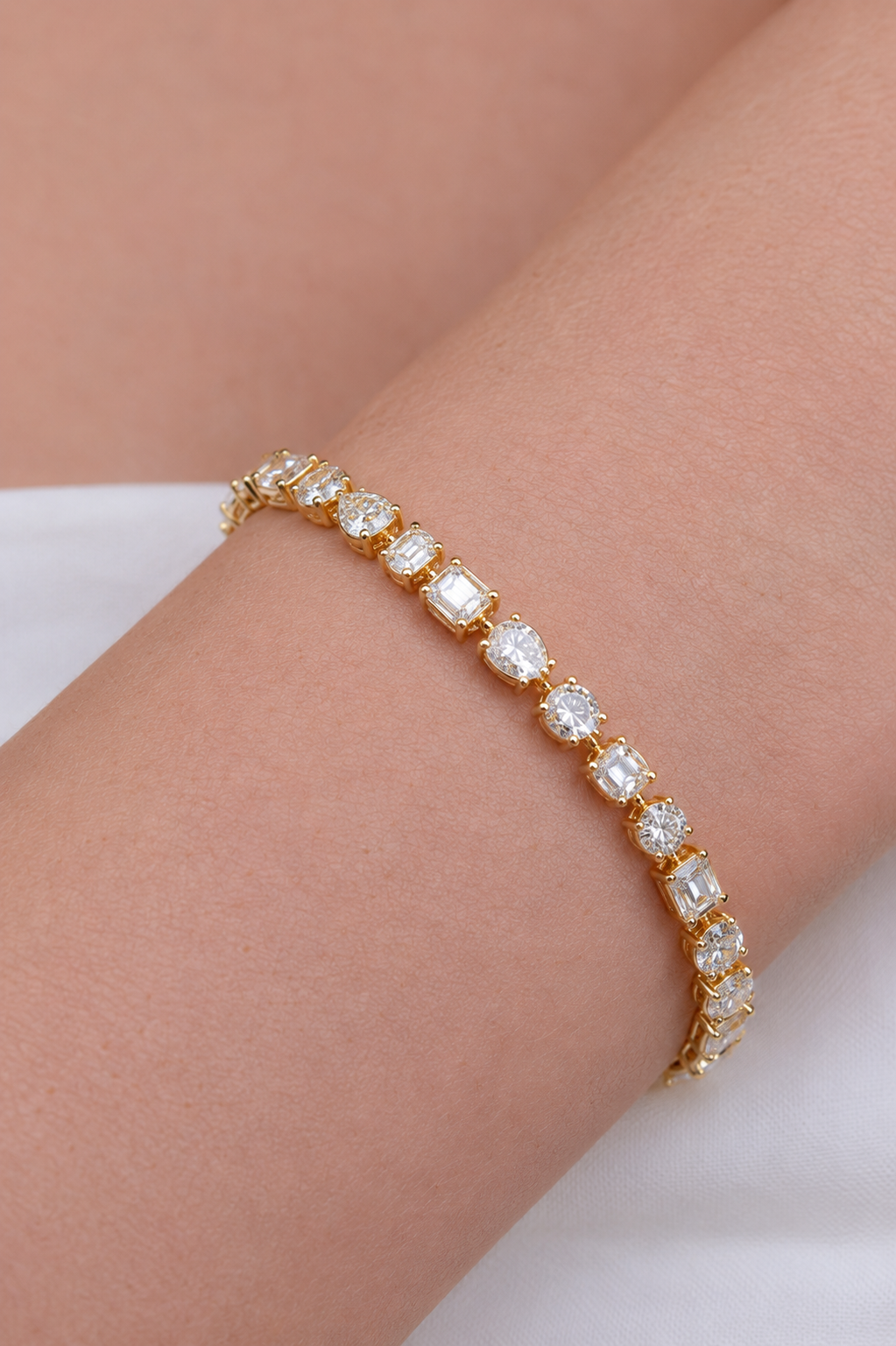 Multi Shape Yellow Eco Diamonds Tennis Bracelet