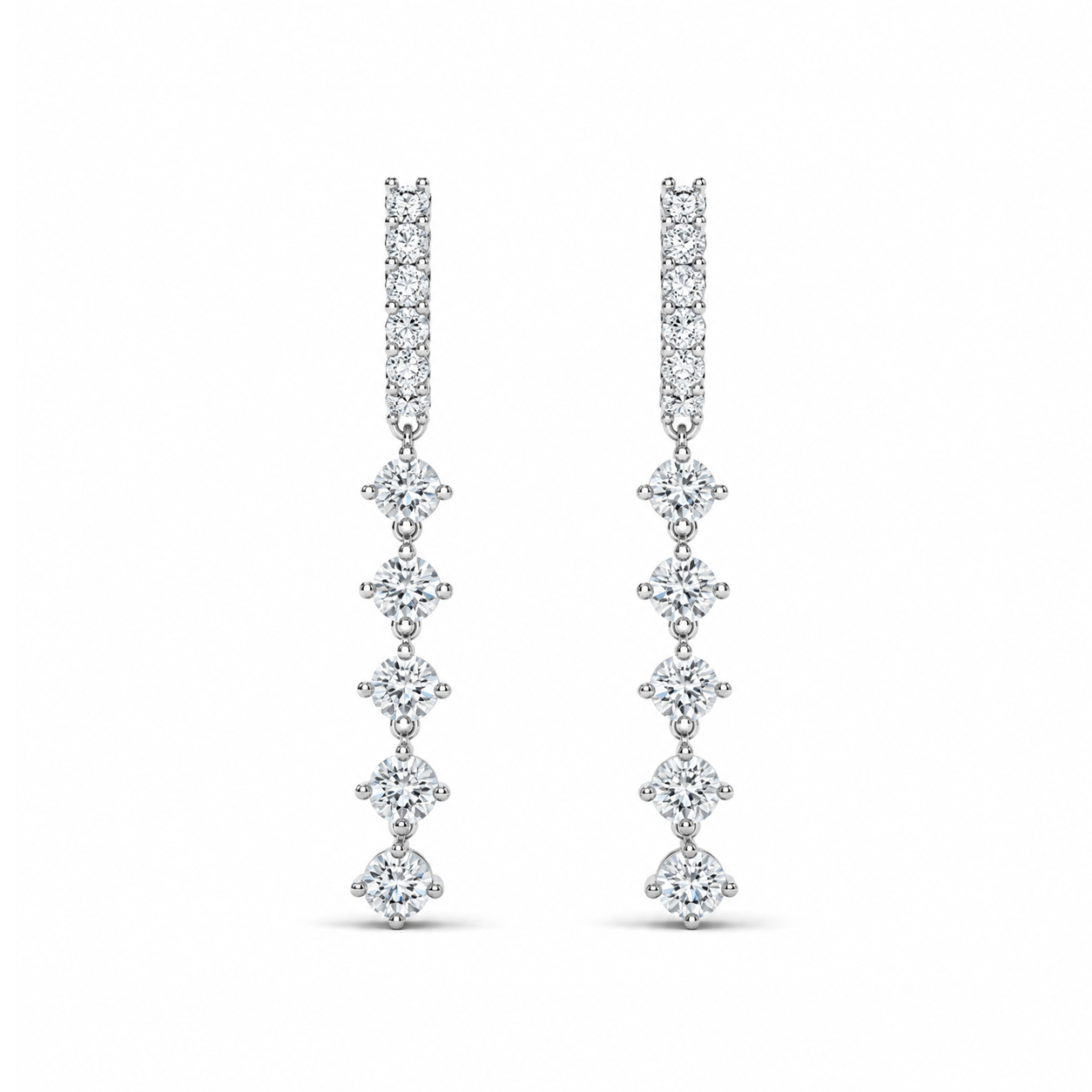 Fairfax Round Diamond Linear Drop Earrings