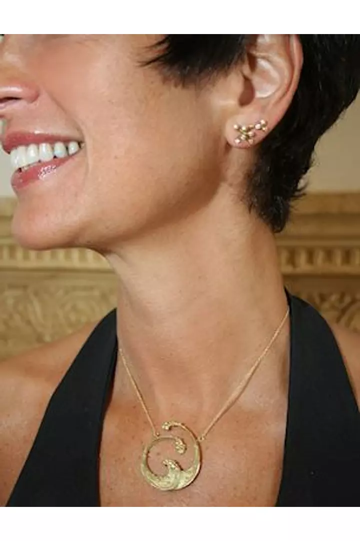 Ocean Waves Yellow Gold Necklace