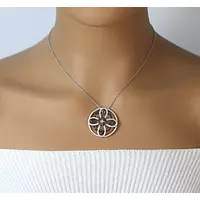Black and White Diamonds Circle Pendant