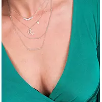 Double Bar Diamond Pave Layered Necklace