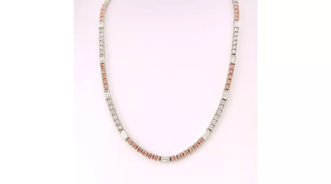 Round and Baguette Eco Diamonds Tennis Necklace