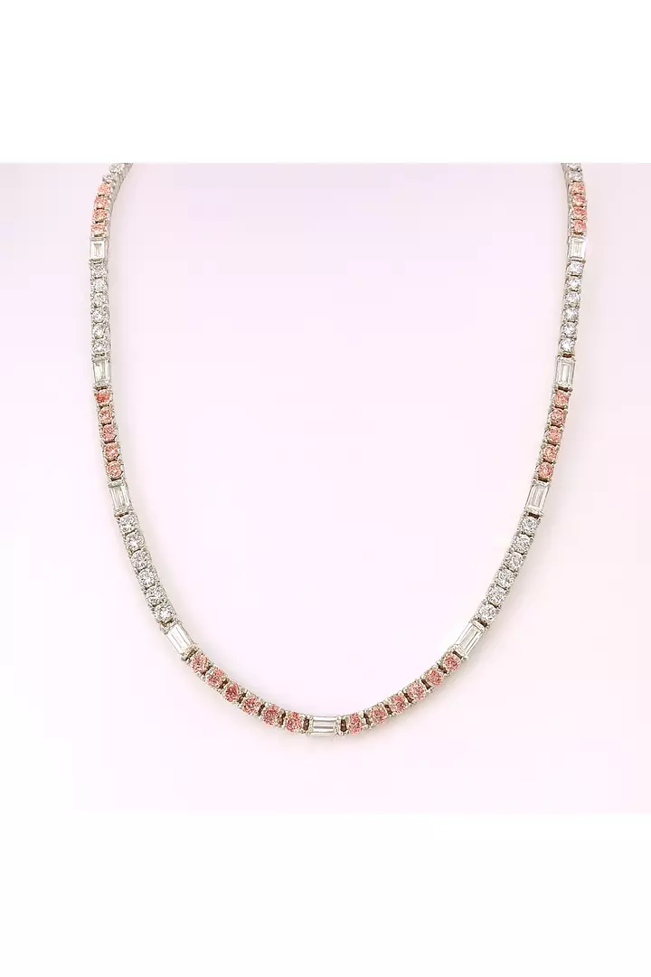 Round and Baguette Eco Diamonds Tennis Necklace