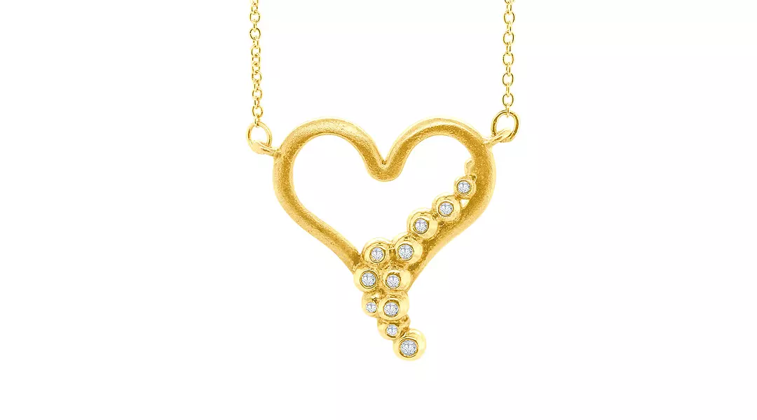 Heart Flowing with Diamonds Necklace
