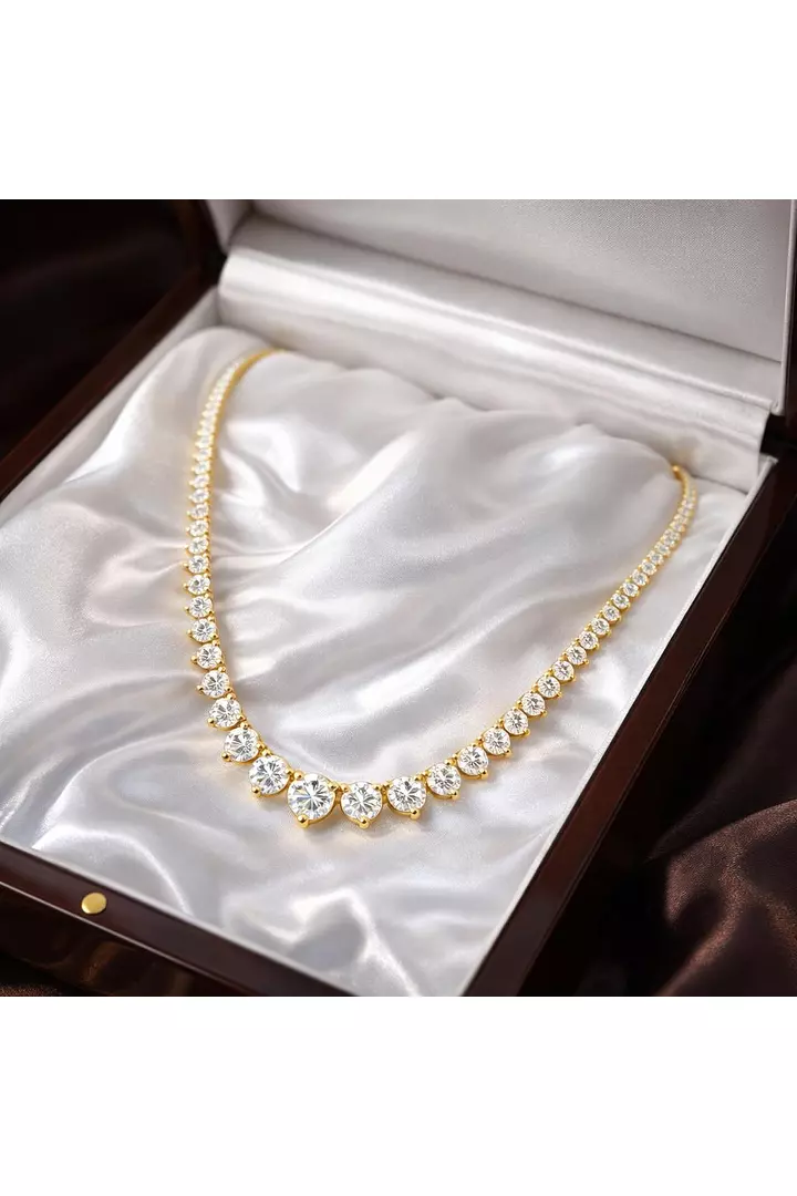 10 carats Timeless Eco Diamond Riviera Necklace 3 Prong