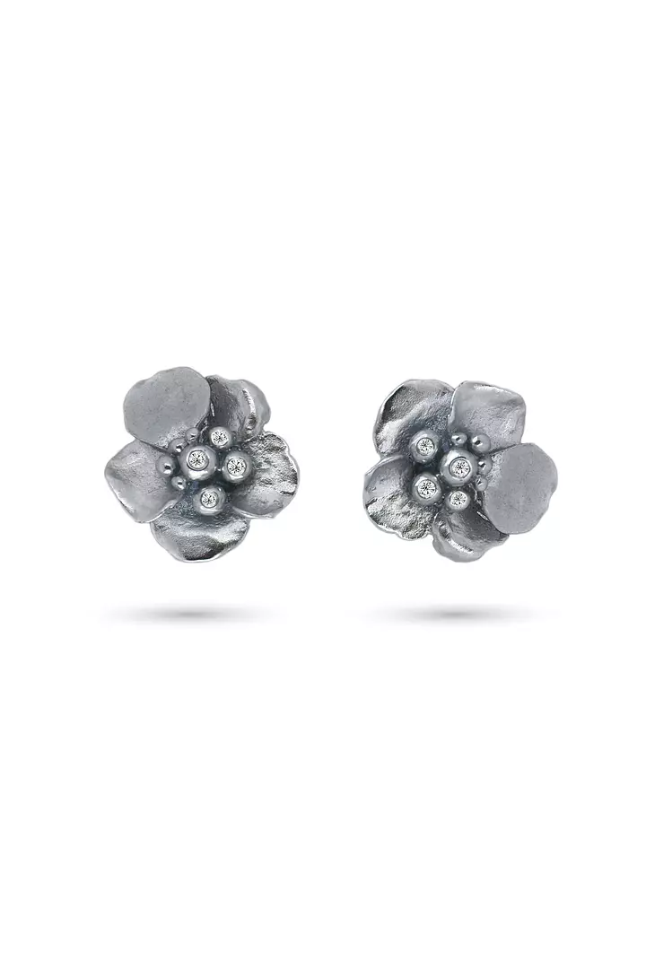 Pansy Flower Diamond Earrings