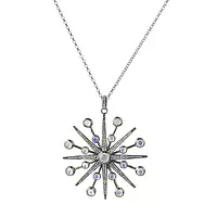 Moonstones and Black Rhodium Sunburst Pendant