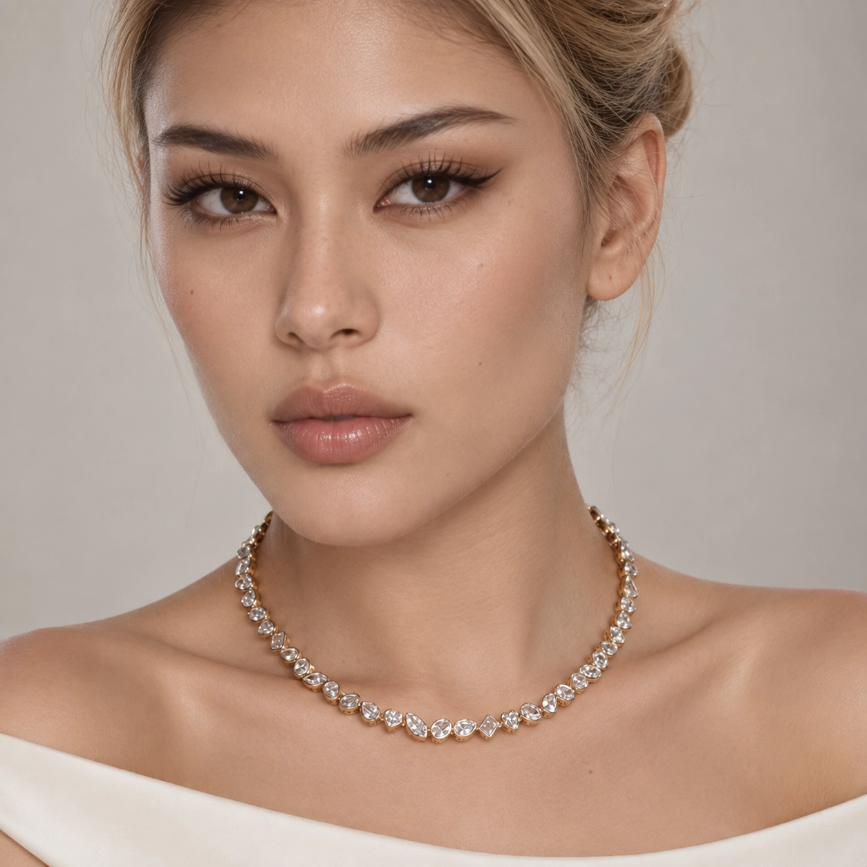Tessera Multi Shape Eco Diamonds Bezel Tennis Necklace
