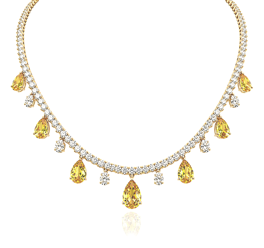 Oval Pear Drop Colored Necklace