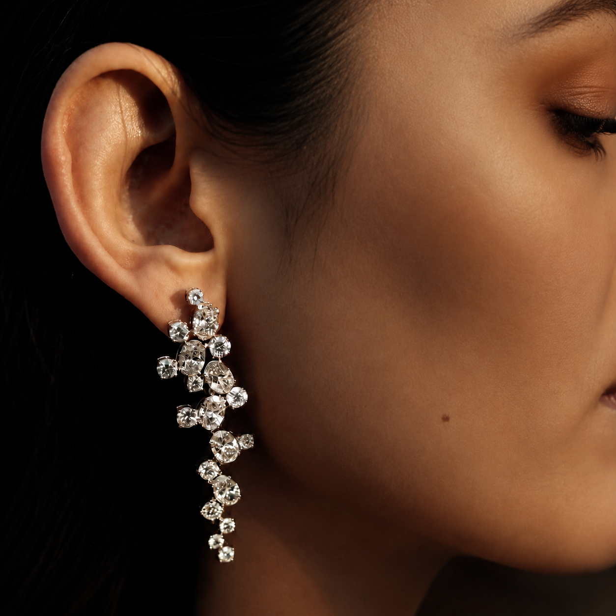 Milano Cascading Mixed Shapes Eco Diamonds Earrings