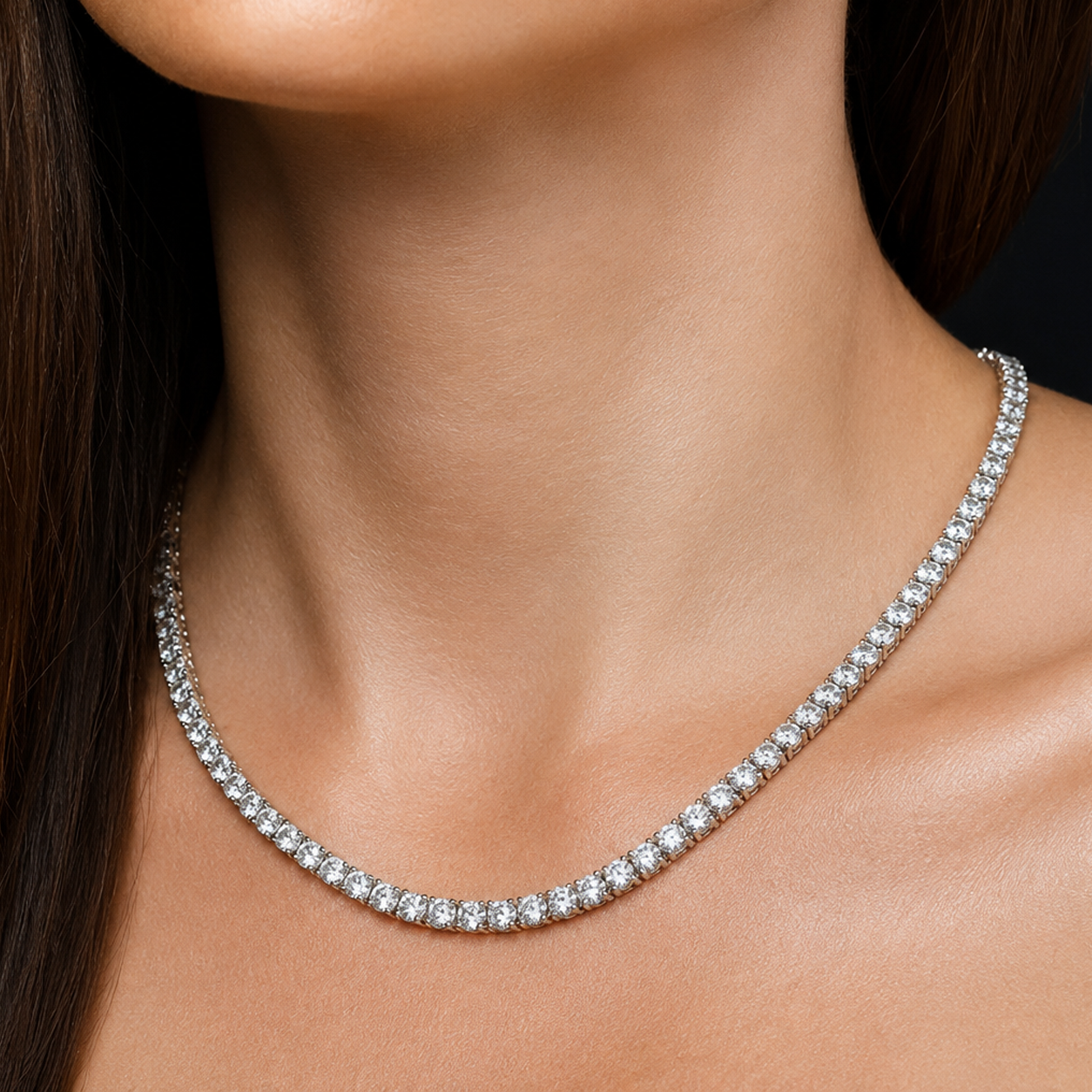 Straight Line Eco Diamonds Tennis Necklace 10 carats