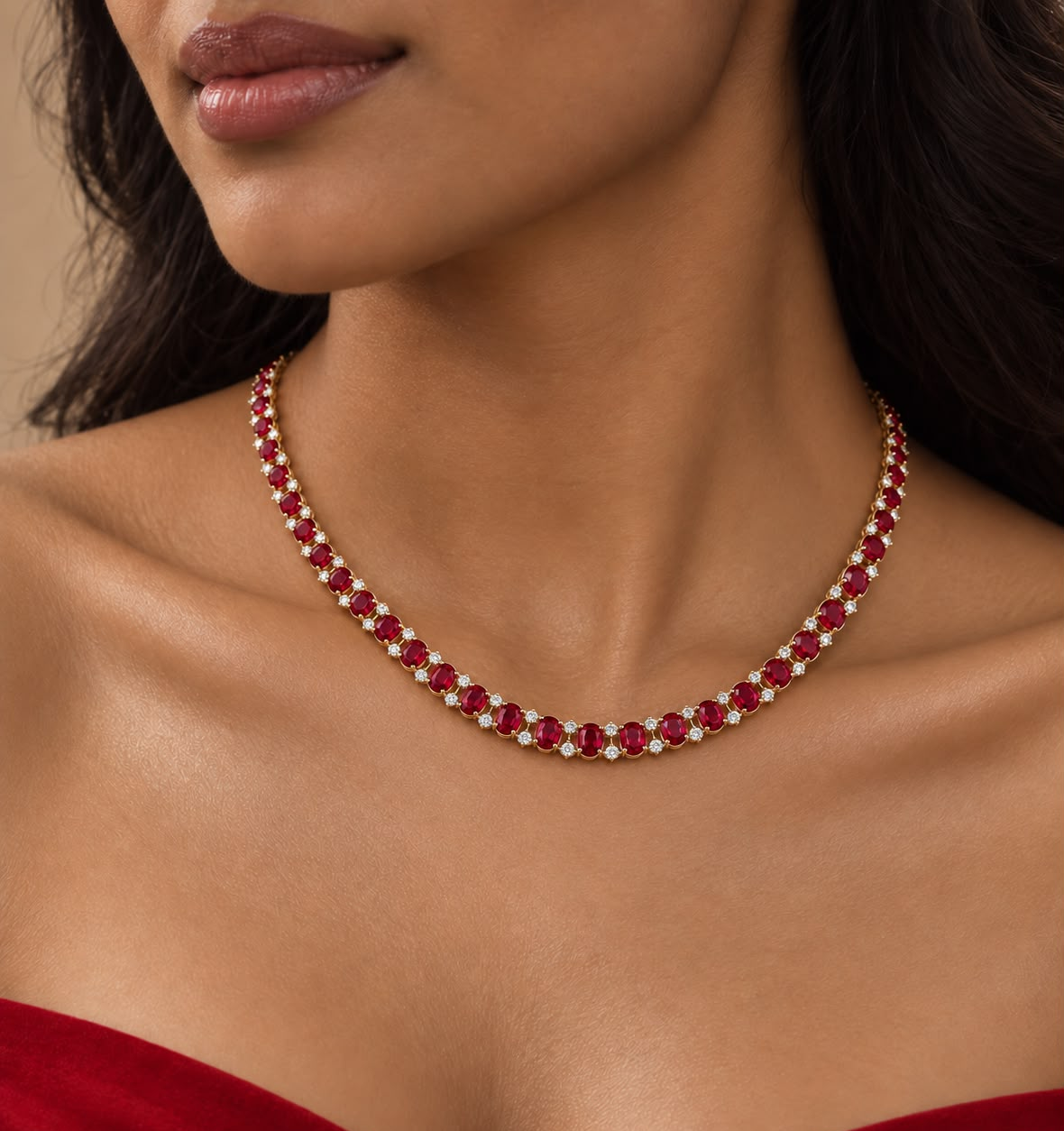 Carmen Eco Rubies and Eco Diamonds Necklace