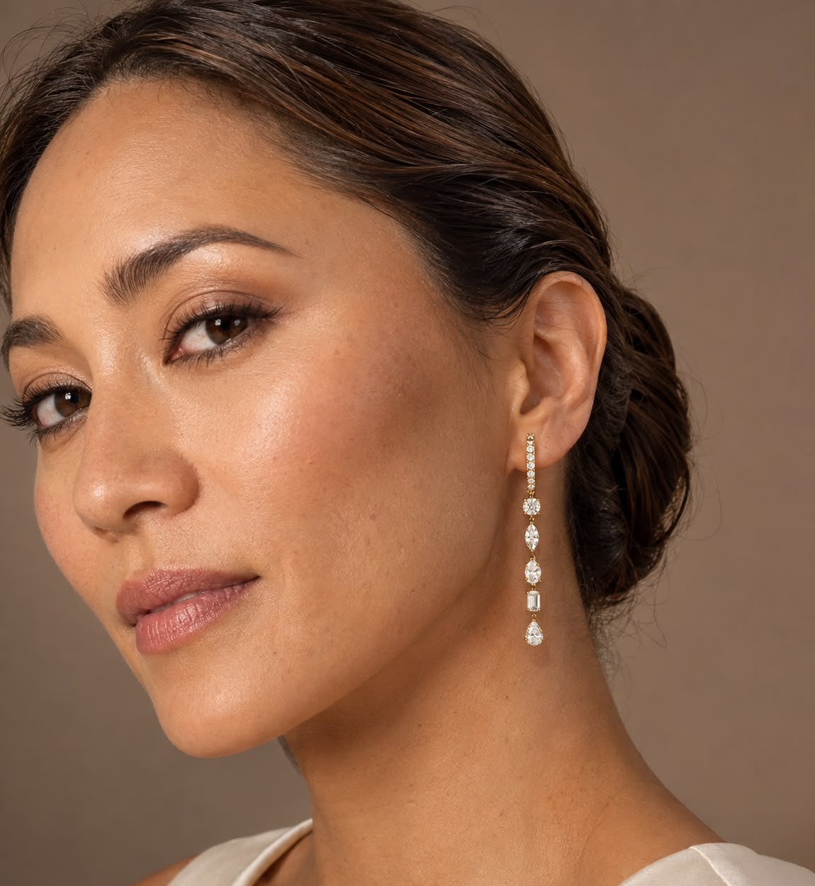 Grazia Multi Shape Diamond Linear Drop Earrings