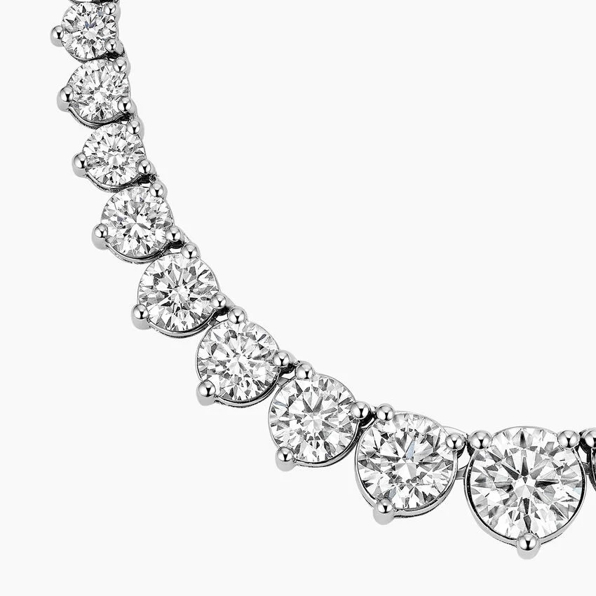 20 carats Riviera Graduated Diamond Tennis Necklace 3 Prongs