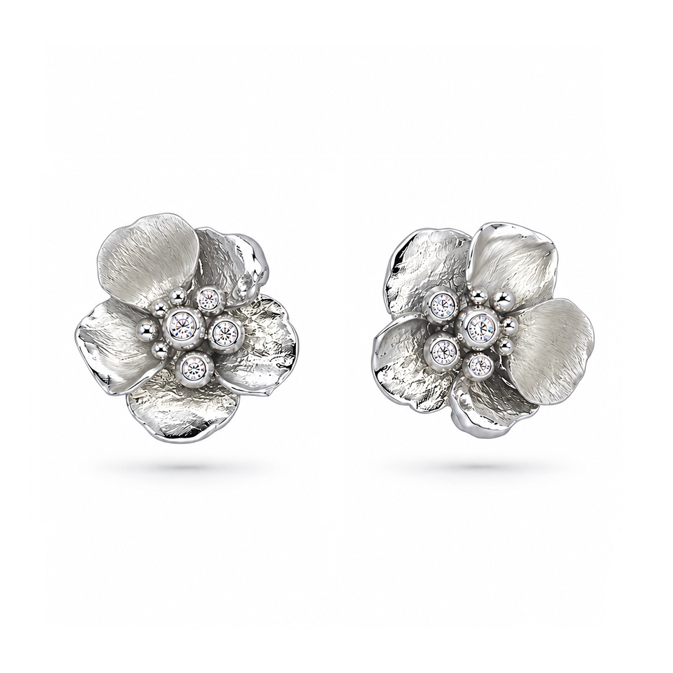 Pansy Flower Diamond Earrings