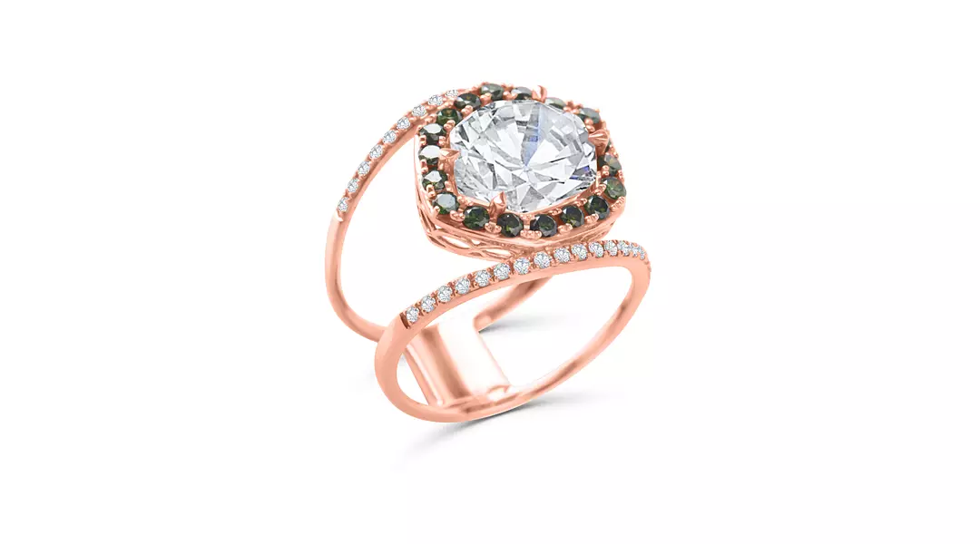 Green Goddess Rose Gold Cocktail Ring