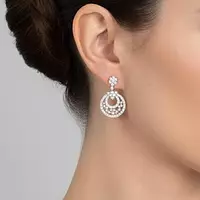 Circle Diamond Drop Earrings