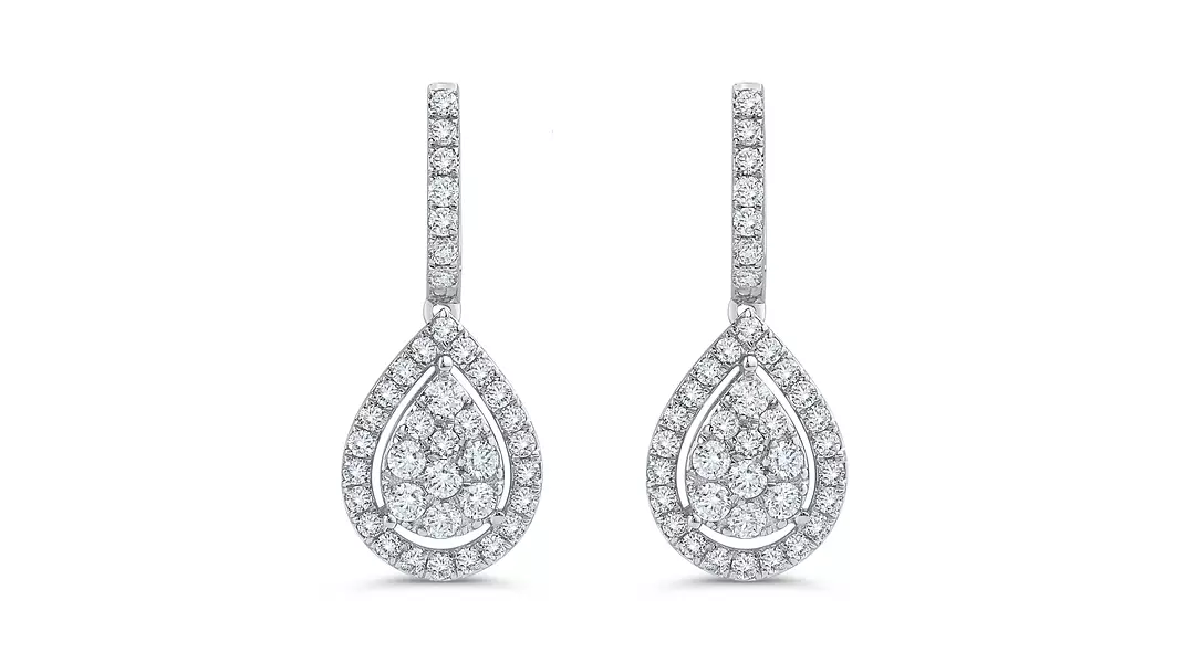 Teardrop Pear Shaped Diamond Dangle Earrings