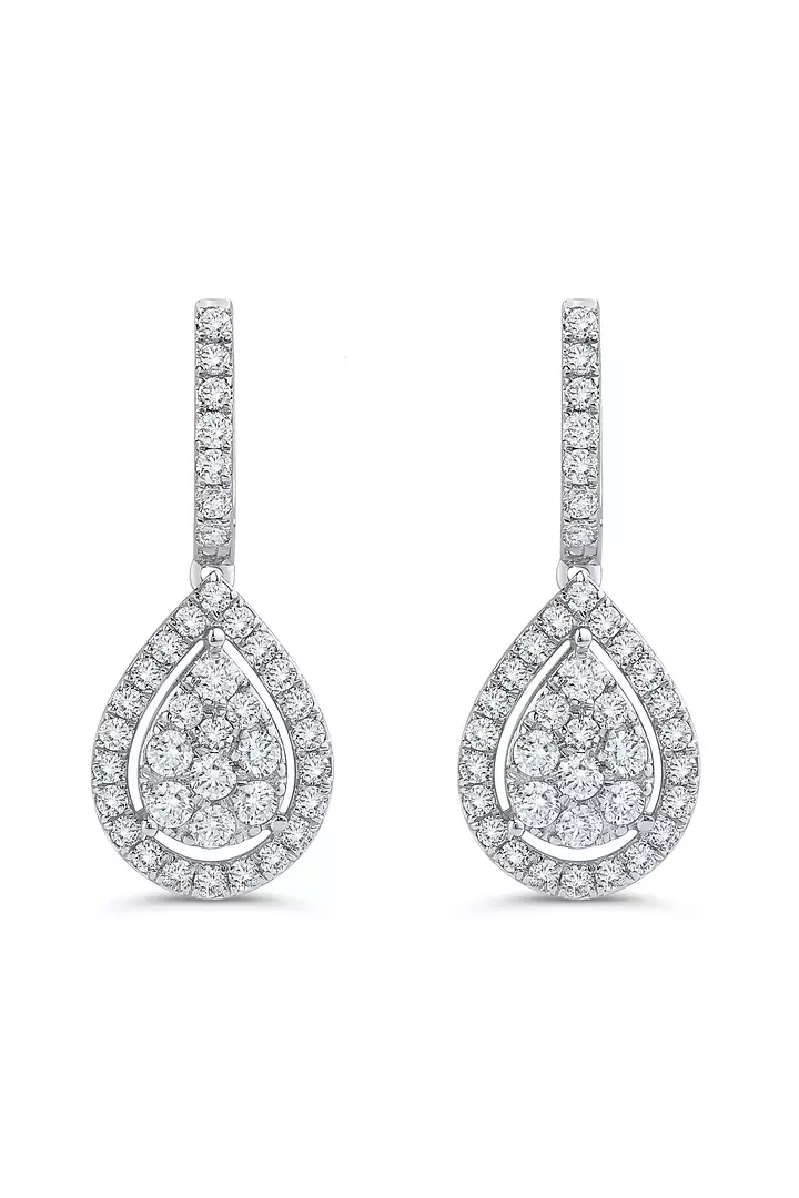 Teardrop Pear Shaped Diamond Dangle Earrings