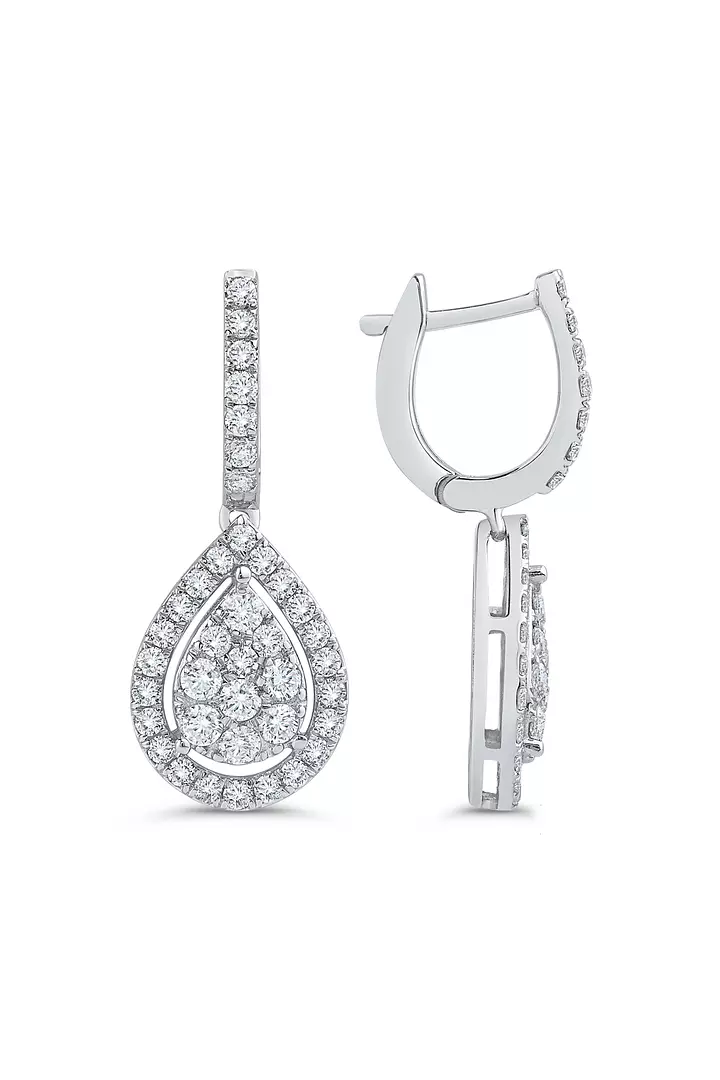 Teardrop Pear Shaped Diamond Dangle Earrings