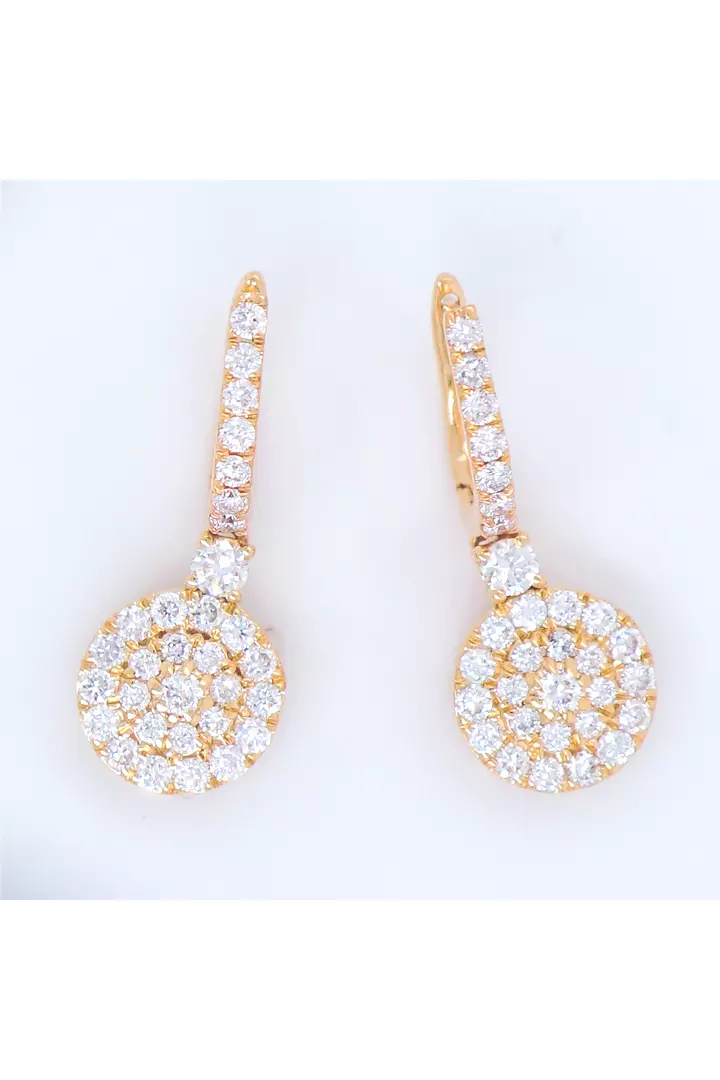 Eco Diamonds Circle Drop Earrings with Pave Disc