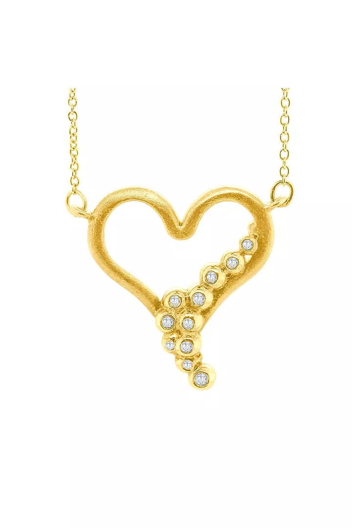 Heart Flowing with Diamonds Necklace
