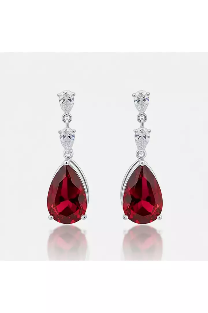 Casino Royal Rubies and Diamonds Pear Shaped Drop Earrings