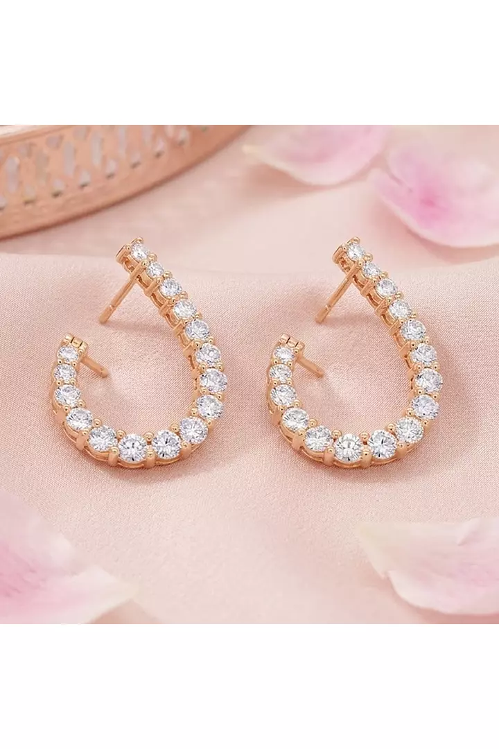 Eco Diamonds Modern Bypass Hoop Earrings