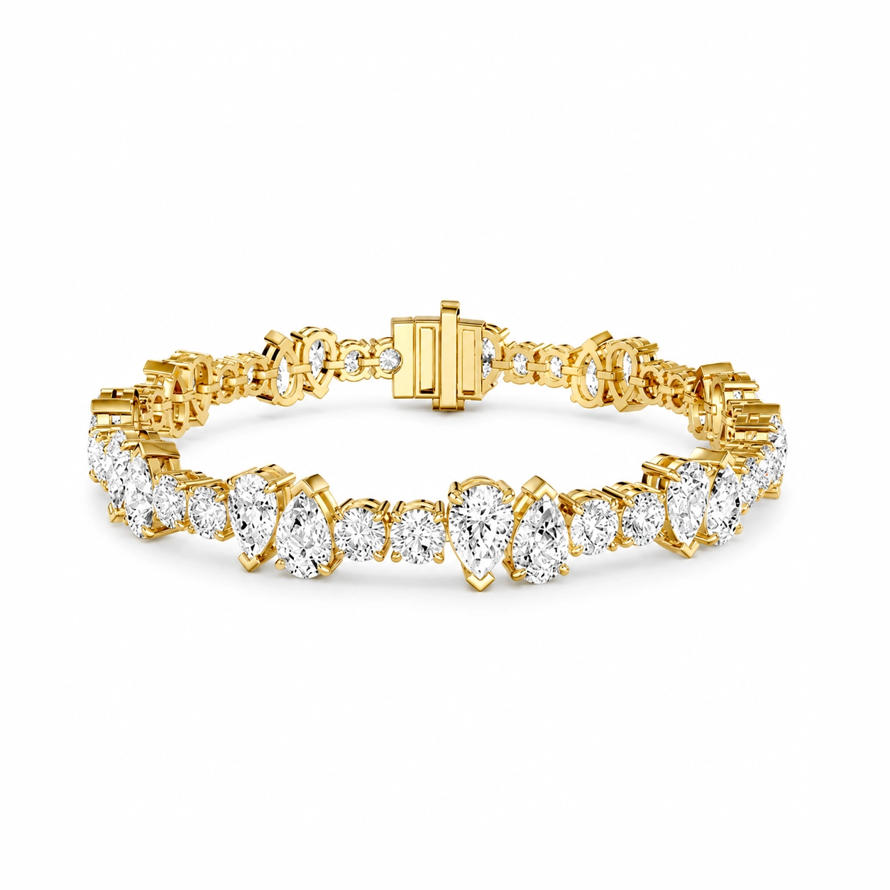 Fantasia Mixed Shape Diamond Tennis Bracelet in YELLOW Gold